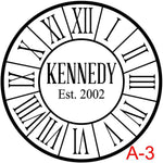 Roman Numerals with border insert last name in caps with est date  (A-3)