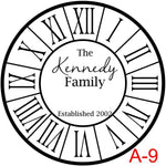 Roman Numerals with border insert  The Kennedy family Est date (cursive last name)  (A-9)