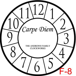 (F-8) Numbers with border insert Carpe Diem with family name est date